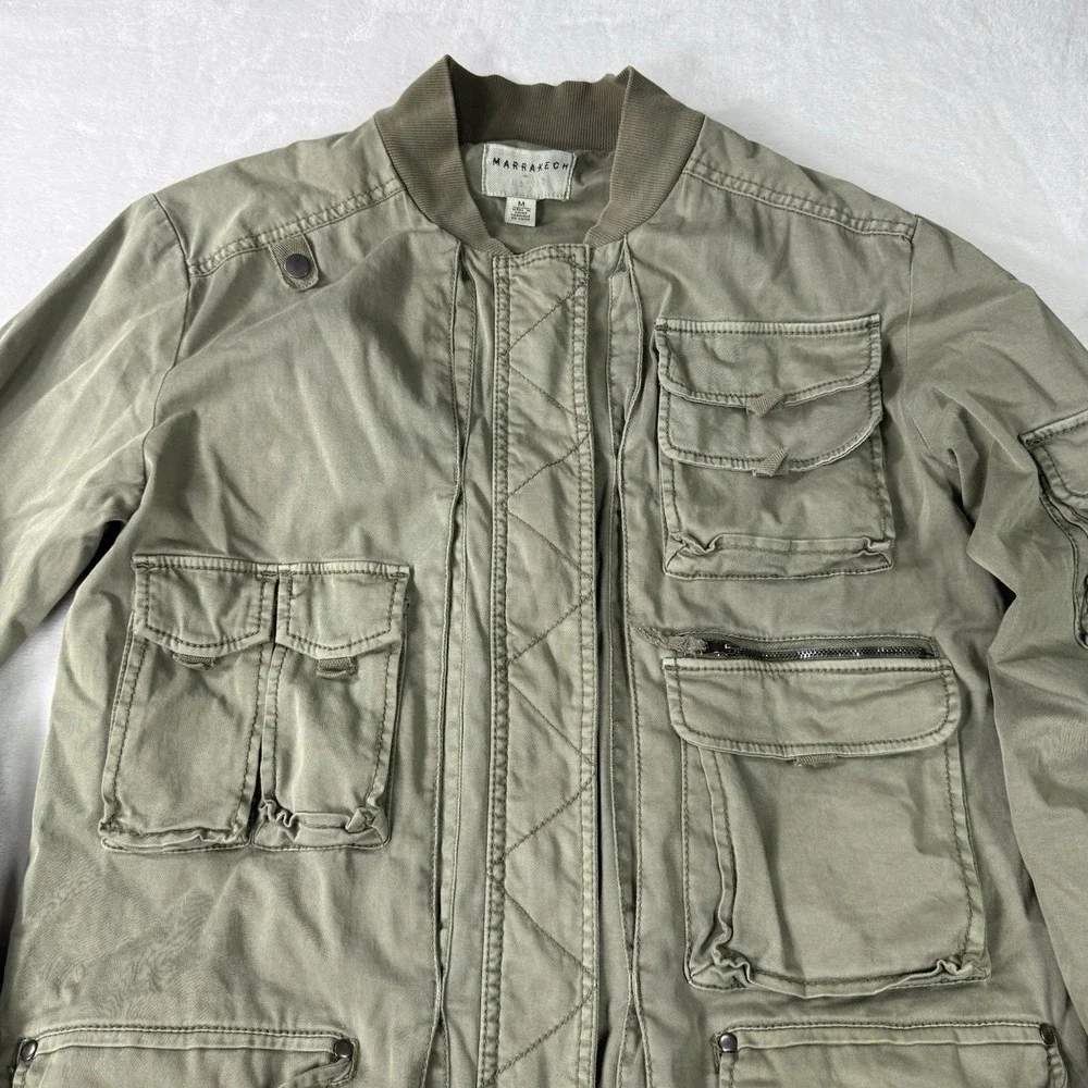 Marrakech Military Utility Jacket Medium Army Green‎ Cargo Pockets Anthropologie